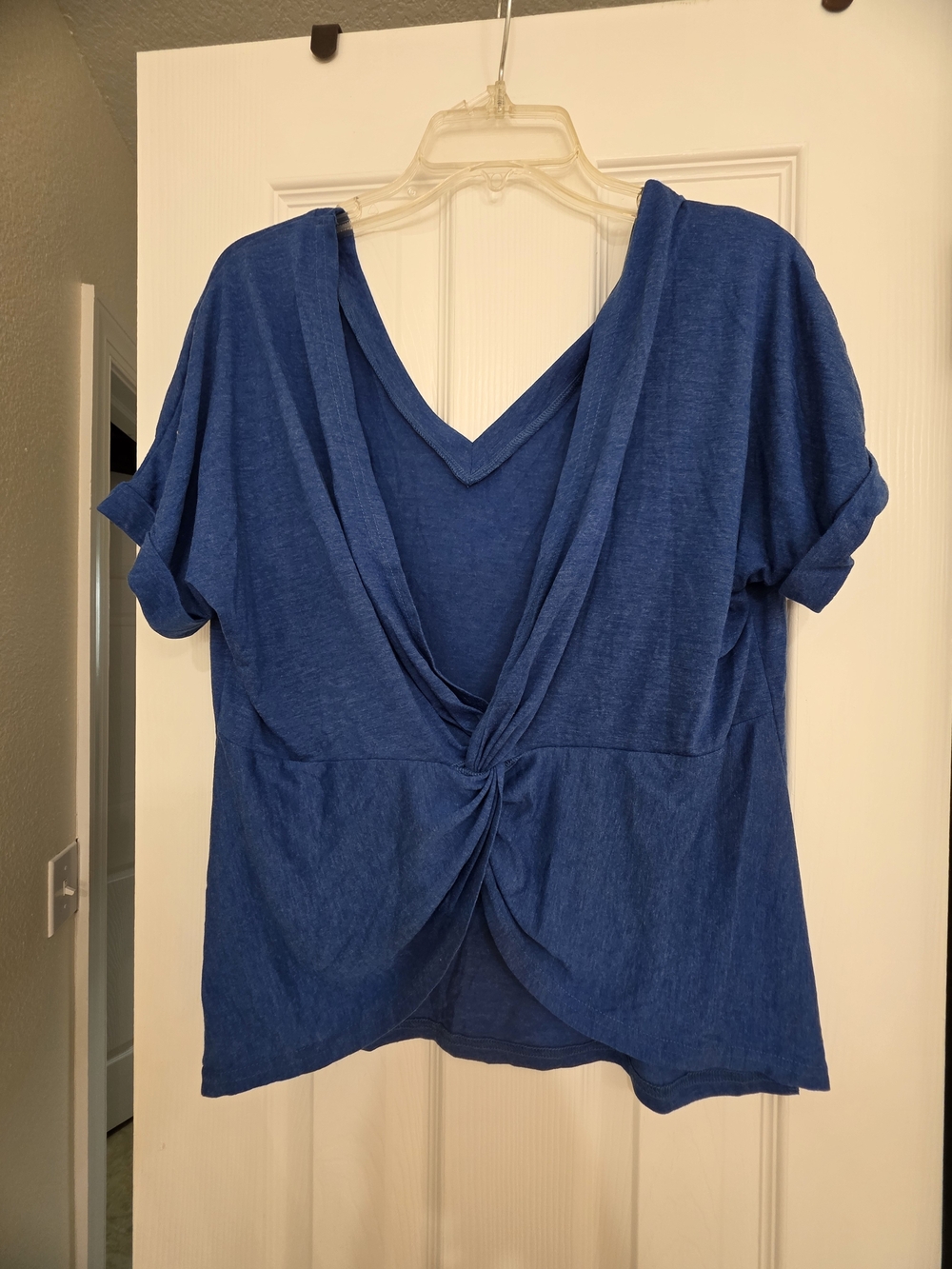 Cupshe Women's Blue V-Neck Short Sleeve Top - Picture 6 of 7
